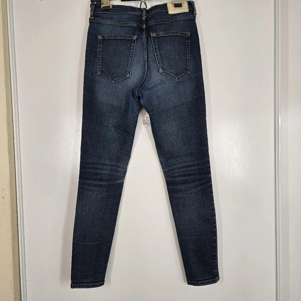 Everlane‎ Dark Blue Wash Cotton Blend The High Rise Skinny Jean Size 28 Ankle